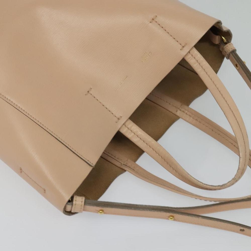 CELINE Vertical Cavas Hand Bag Leather 2way Pink Gold Auth sw418 - Picture 6 of 16